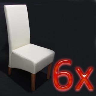 6x Esszimmerstuhl Stuhl Sienna II, Leder, rot, weiß, creme, schwarz