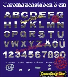Chrom Buchstaben Chrombuchstaben zum aufkleben 3 cm