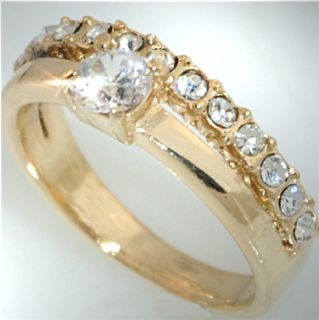 R810/18 Neu Luxus Damen Gold Ring m. Zirkonia & Strass Schmuck/Ringe