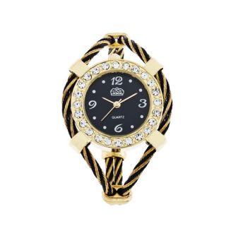 Classic Colorful Golden Quartz Casual Wrist Watch Bracelet Steel Women