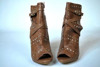 Plateau Ankle Boots Pumps High Heels Schoko Braun Stilettos peep toe