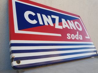 TOP CINZANO SODA ALT ITALIEN EMAILSCHILD 1950 SCHILD SIGN EMAIL