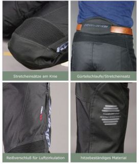 Motorradhose Winter Textil Motorradhose Humax CE Protektoren, schwarz