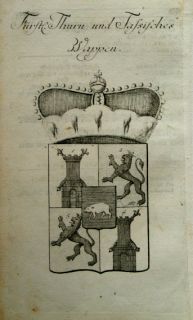 Thurn und Taxis Wappen KUPFERSTICH HERALDIK 1730