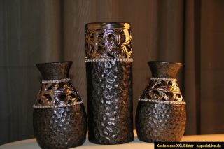 Dekorative Deko Vase set steine Keramik in Silber schwarz