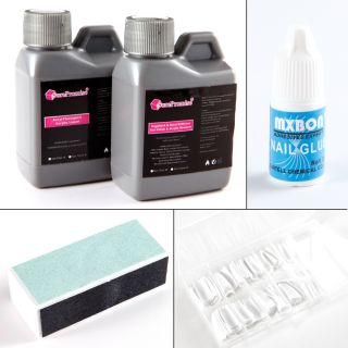 Acryl Set starterset Pulver Liquid Primer Tips Glitter Strasssteine