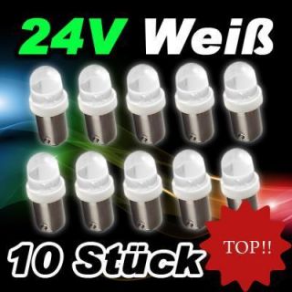 10 x Standlicht LED T4W Ba9S XENON Weiß 10mm rund 24V LKW