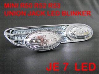 MINI COOPER R50 R52 R53 CHROM UNION JACK LED BLINKER