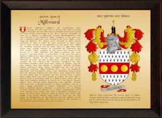Family Crest coat of Arms framed print with surname history