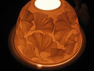 Porzellan Windlicht Lithophanie Ginkgo Blätter Biloba Dome Light
