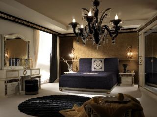 Design Luxus Schlafzimmer Bett Меdusakopf Muster Gold Dekor