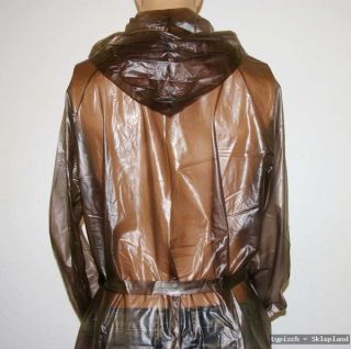 PVC Regenmantel Raincoat schwarz transparent Gr.46 XL