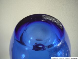 Glas Blau Lufteinschlüsse Vase Krug handgefertigt wohl Heinrich