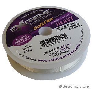 30ft 9m Soft Flex Extreme 925 Sterling Silver Beading Wire Heav .024