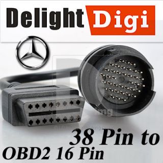 Mercedes Benz Car 38 to 16 Pin OBD2 OBDII Adapter Connector Diagnostic