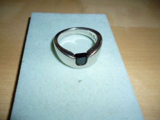 Ring mit grossen Zirkonia Solitaer schwarz 925 Silber Kollektion Gr 12