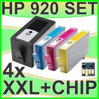 4x HP 920XL mit CHIP TINTE PATRONEN OFFICEJET 7000 7500 A 6000 6500A