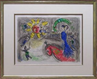 Marc Chagall Originalgrafik Sonne mit rotem Pferd M945