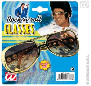 Rockn Roll Brille gold Fasching Karneval Kostüm Elvis 60er Jahre