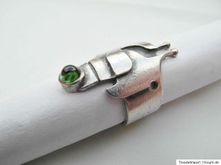 Toller DESIGNER Silber Ring,mit grünen Stein,925 gestempelt,massiv