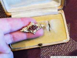 ANTIK Biedermeier um 1830 Granat 585er Gold Brosche Antique Garnet