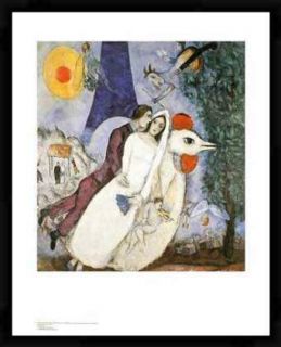 Kunstdruck Poster Marc Chagall Brautpaar mit Eiffelturm