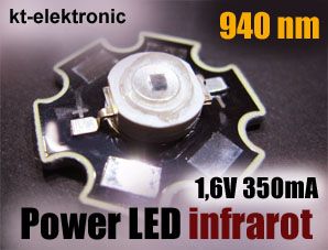 1x Power LED Infrarot 940nm 1,6V 350mA 1 Chip