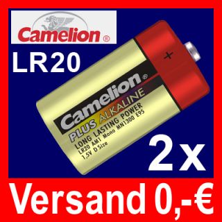 2x Mono D LR20 UM1 MN1300 Batterien CAMELION PLUS°