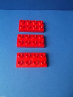LEGO DUPLO EISENBAHN KRANKENHAUS 3 x BAUPLATTE 2x4 PLATTE ROT NEU