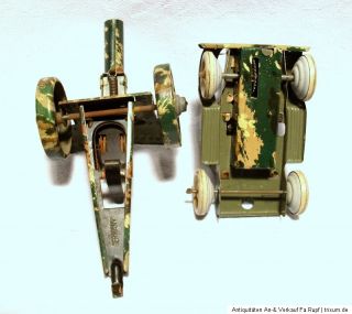 Uralt Zugmaschine m.Uhrwerk MG Kanone Geschütz Militär 2.WK 1930