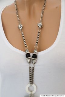 Modische lange Halskette Bettelkette Kette Modeschmuck nickelfrei NEU
