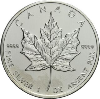 Kanada Silber 999 Maple Leaf 1991 5 Dollars 1 Unze OZ selten