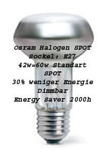 Osram Halogen Reflektor Glühbirne E27 42W/60W Spot