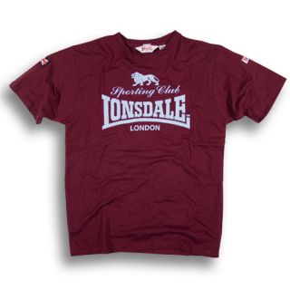 LONSDALE T Shirt Sporting Club   Oxblood