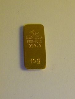 goldbarren 10g, degussa feingold 999,9