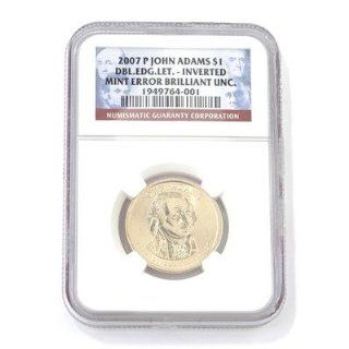 2007 John Adams Presidential Dollar Error Coin BGC BU
