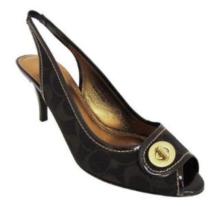 COACH BROOK SIGNATURE SLINGBACK PUMPS SHOES (Black) (Size 8.0) Shoes