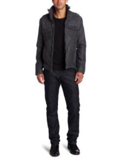 Kenneth Cole Mens Dip Dyed Leather Jacket: Clothing