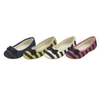 Girls Lime Green Blue Black Stripe Flat Shoe 5T 2 IM Link Shoes