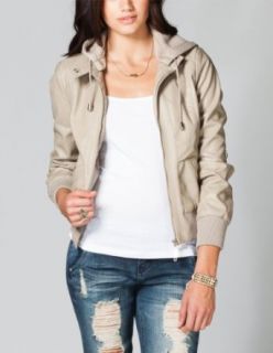 FULL TILT Faux Leather Womens Hooded Jacket: Clothing