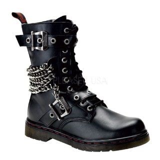  DISORDER 204, 10 Eyelet Calf Combat BT W/ Buckles Chains Shoes