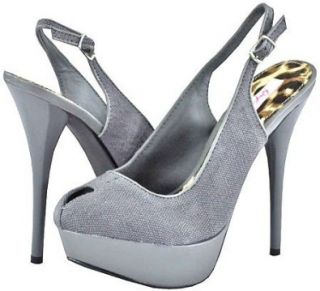 Qupid Neutral 128 Gray Fabric Women Platform Pumps: Shoes