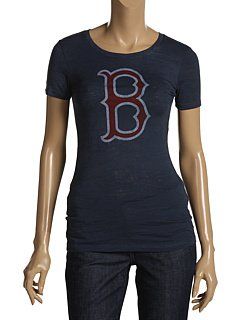 Boston Red Sox Ladies Retro Fashion Burn Out T Shirt by