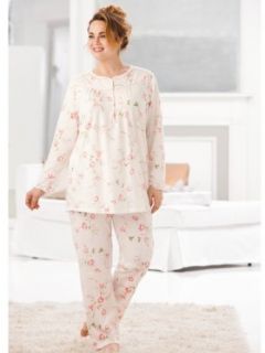 Ulla Popken Plus Size Rosebud Print Knit Pajamas Clothing