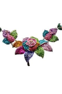 Prom Formal Vintage Crystal Rose Necklace Set, Color