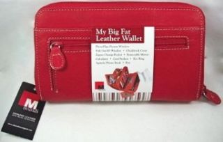 Mundi Leather Big Fat Wallet ~ Red: Clothing