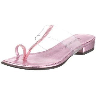 Vinyl Sandal with Rhinestone Toe Ring Thong,Clear/Pink,13 M Shoes