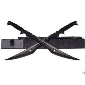 29 Dual Full Tang Blade Black Ninja Sword Machete New
