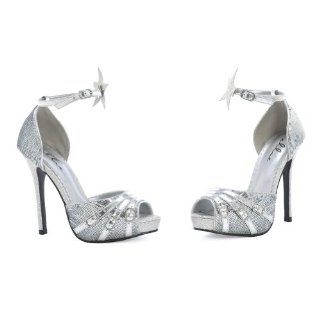 High Heel Shoes Sexy Sandals Peep Toe Silver Sparkle Dorsay Shoes