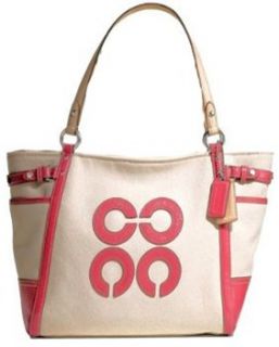 Coach Natalie Ivory White Canvas Primrose Pink Tote Bag 16756 Shoes